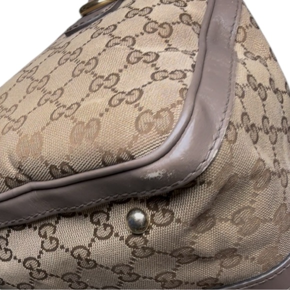 Gucci GG Supreme Canvas Web Stripe Boston Bag Brown Burgundy Crossbody - Picture 13 of 14